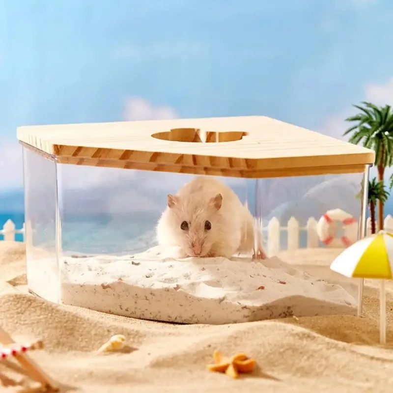 Clear Sand Bath House with Wooden Lid