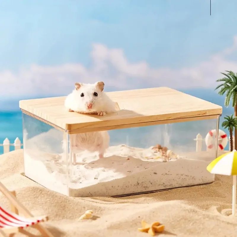 Clear Sand Bath House with Wooden Lid