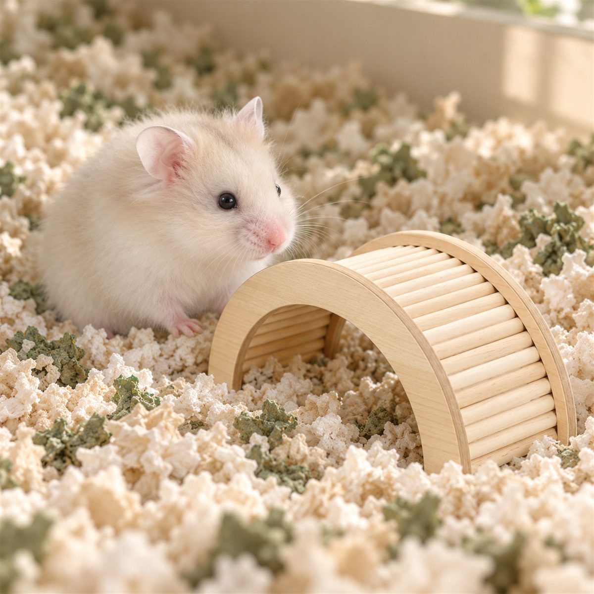 Illustrative image of Wooden Arch Bridge with our hamster Guga beside it