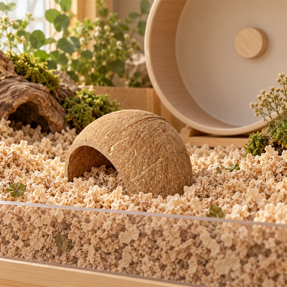 Illustrative image of Coconut Hideout in a hamster habitat scene