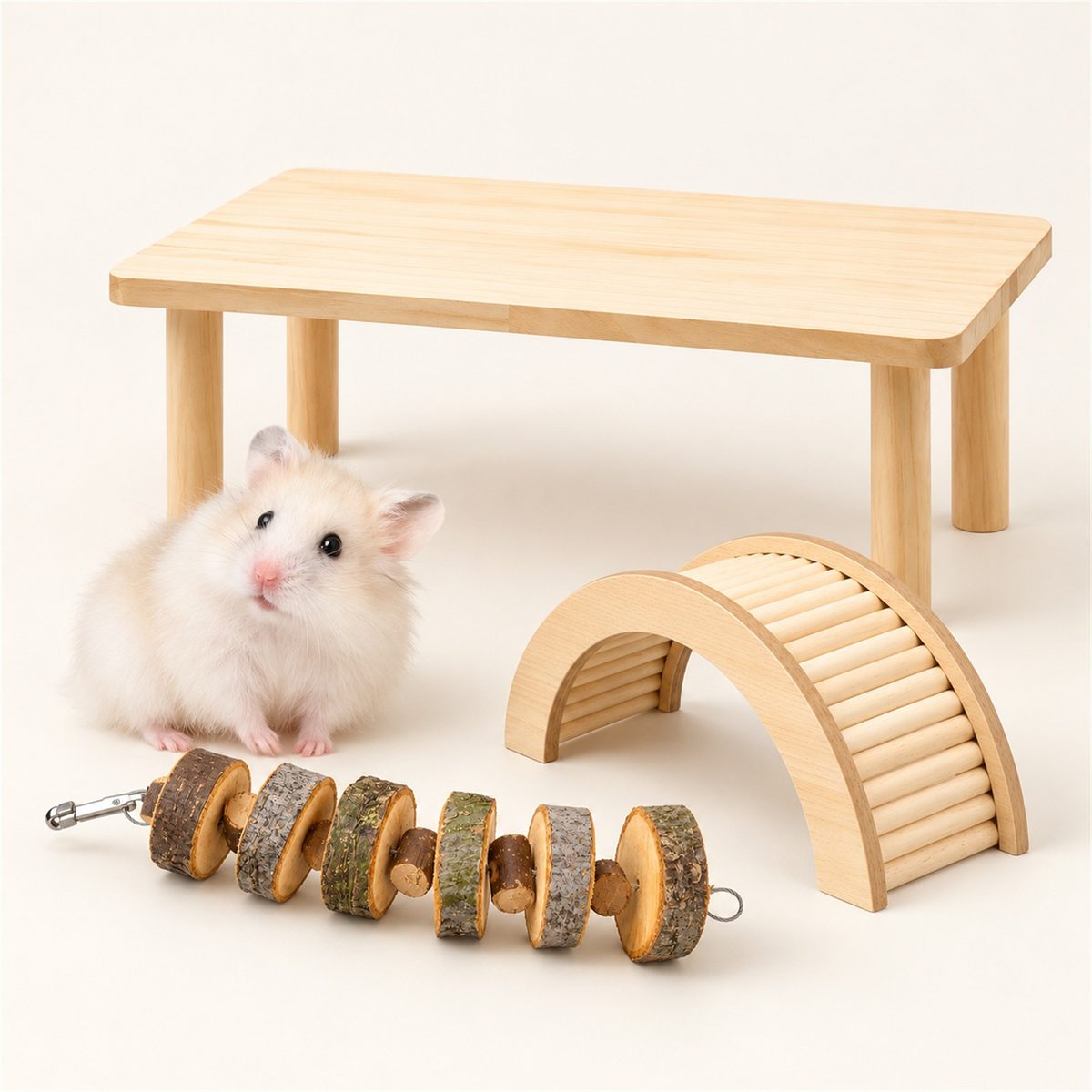 Illustrative image of Foraging Fun Kit with our hamster Guga beside it