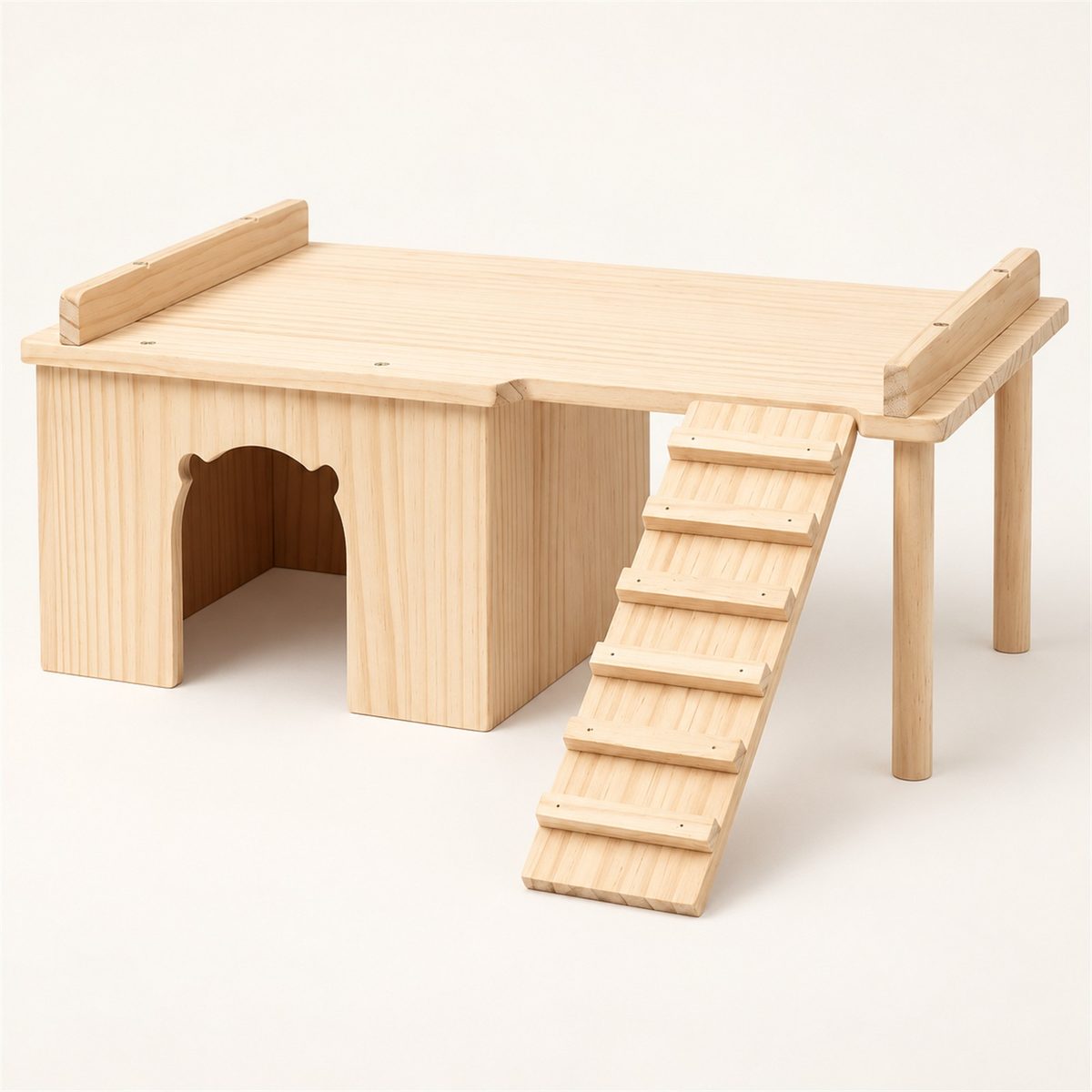 Illustrative image of Two-Level Wooden Hideout with Ladder, studio view