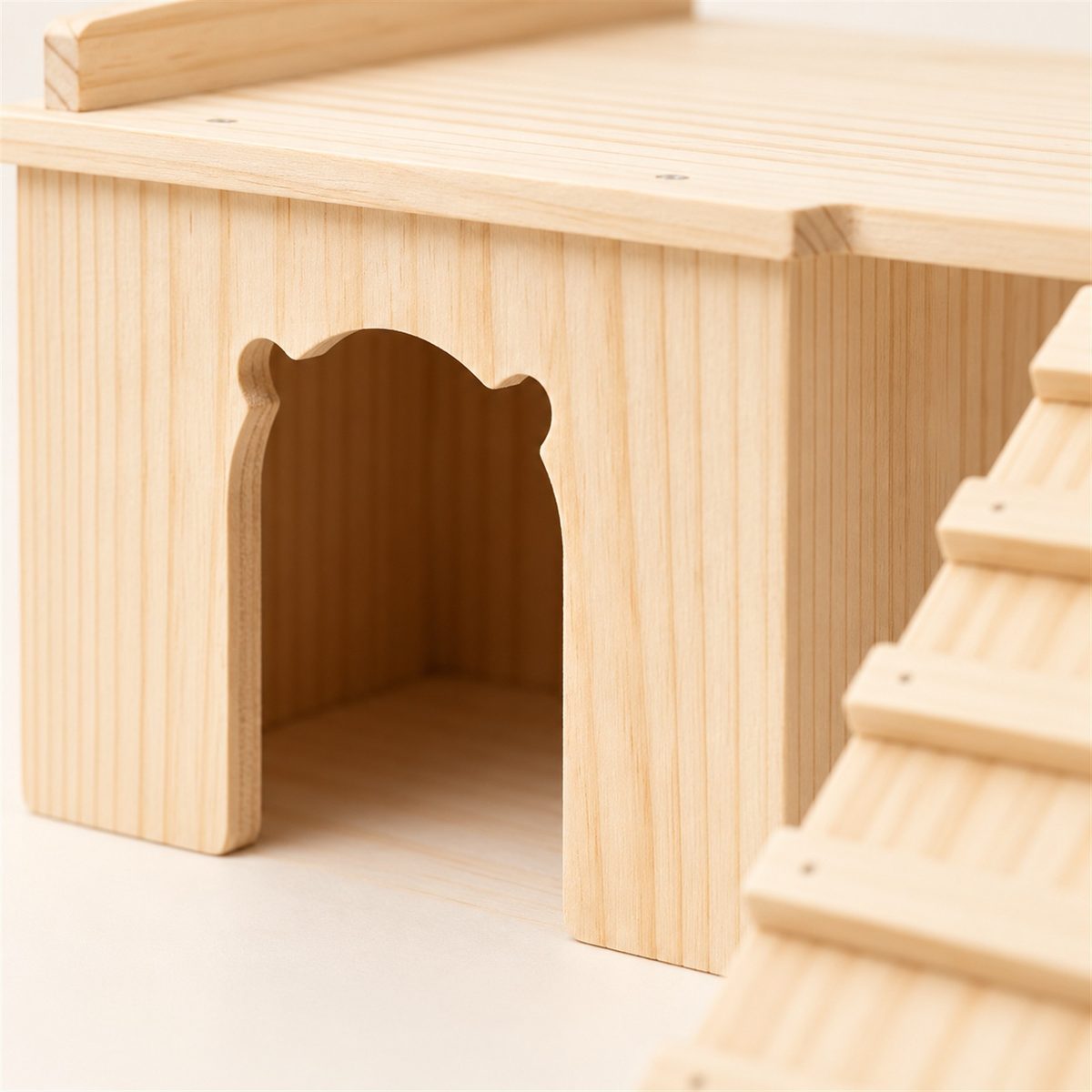 Illustrative image of Two-Level Wooden Hideout with Ladder, close-up detail